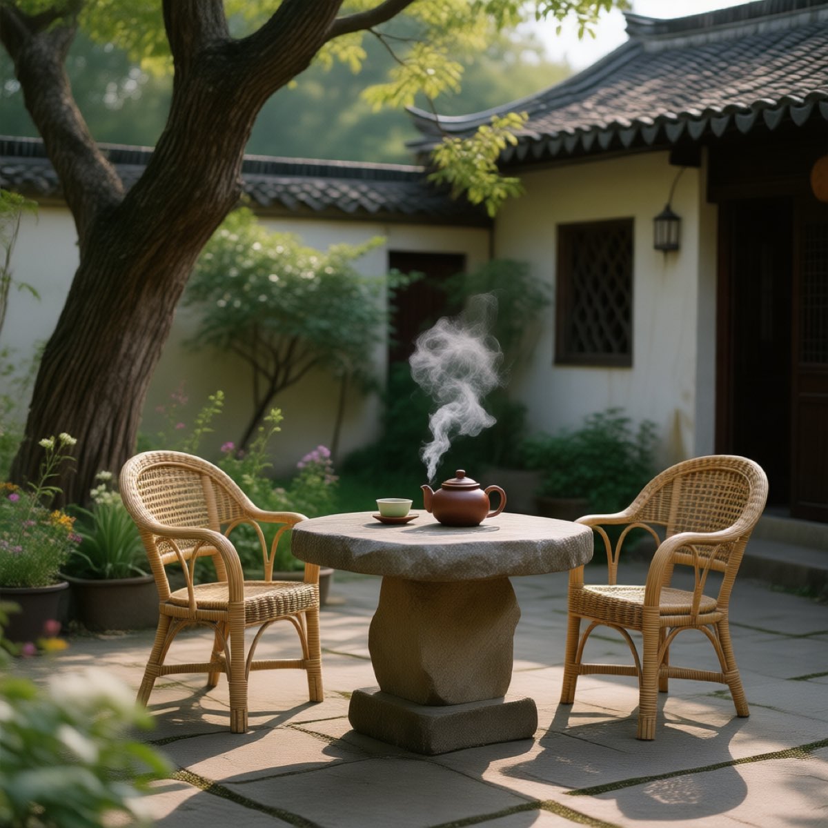 小院 — 喝茶晒太阳